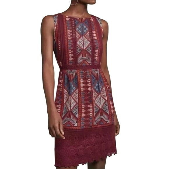 ANTHROPOLOGIE Akemi + Kin Beaumier Lace Sheer Crochet Embroidered Boho Dress 16 - Picture 1 of 4